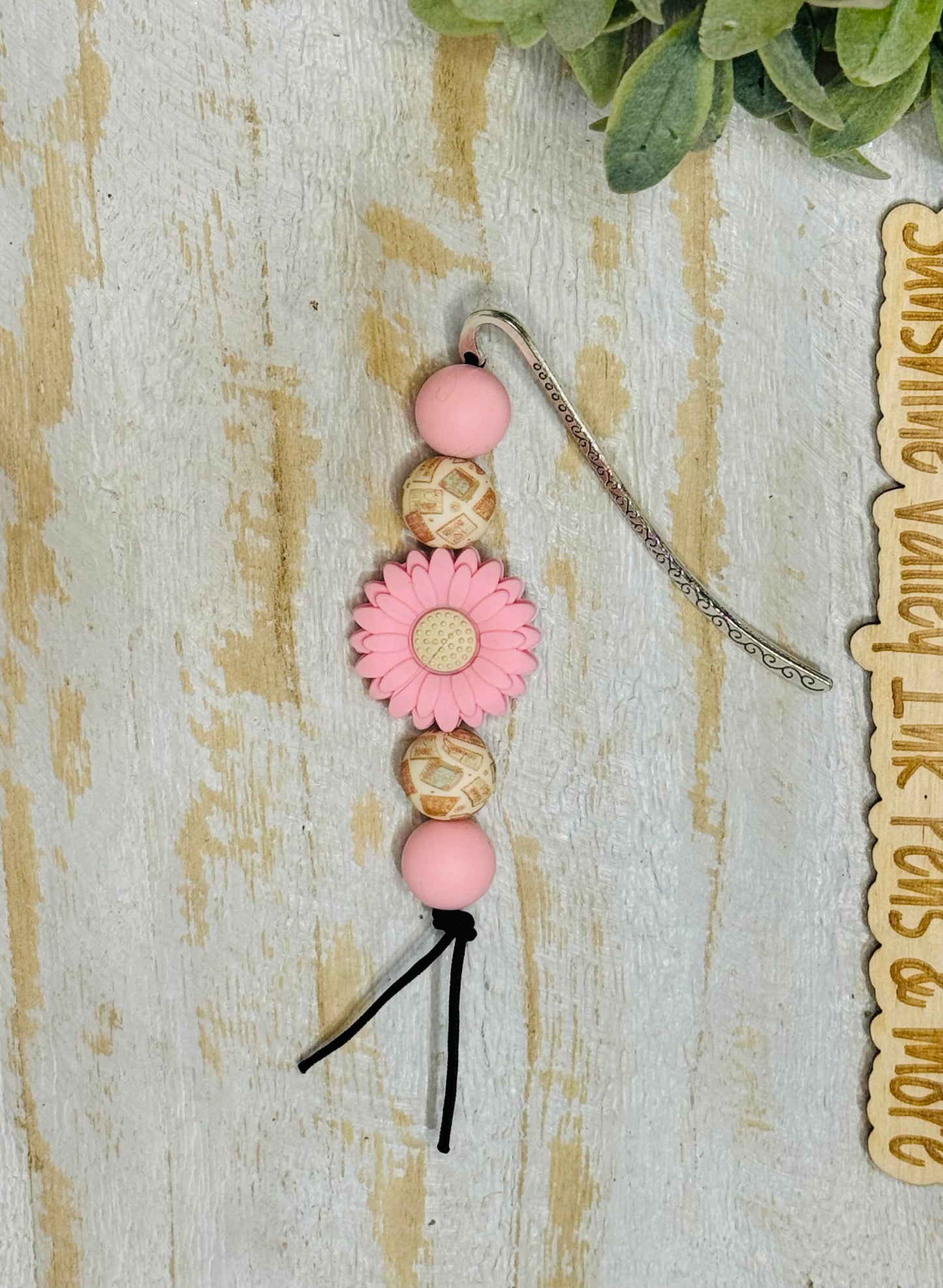 Pink Daisy with Book Beads